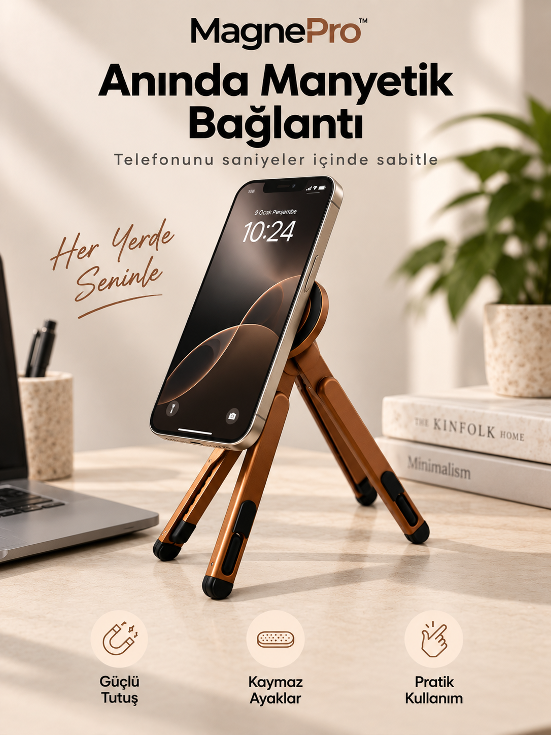 MagnePro™ 4'ü 1 Arada Manyetik Katlanabilir Alüminyum Stant & Tripod